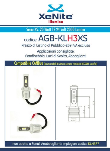 Led 24v 2x lampade - h3,